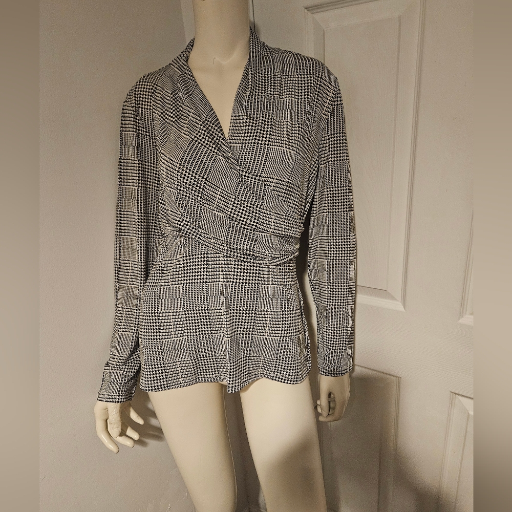 DKNY Monochrome Houndstooth Blouse